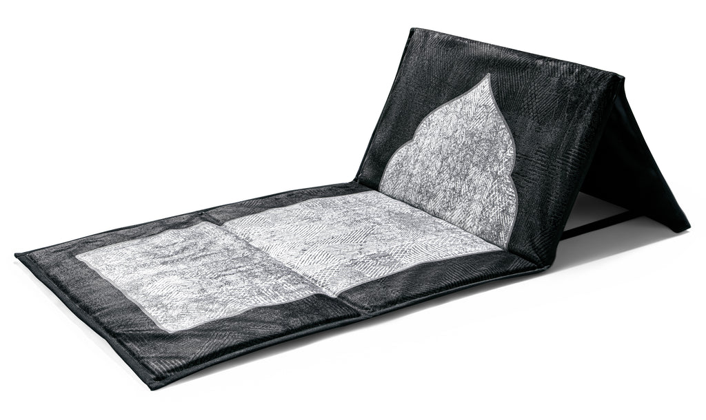 Black Backrest Prayer Mat for Masjid | Urban Rugs