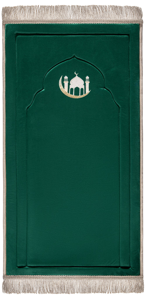 Emerald Green Embroidery Prayer Mat | Urban Rugs