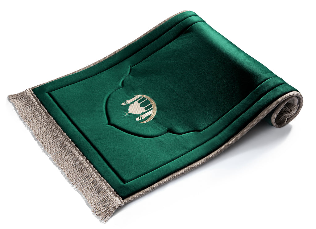 Emerald Green Embroidery Prayer Mat | Urban Rugs