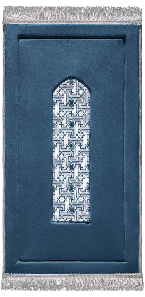 Royal Blue Embroidery Prayer Mat | Urban Rugs
