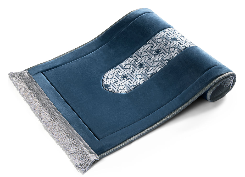 Royal Blue Embroidery Prayer Mat | Urban Rugs