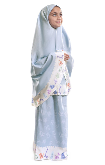 Ice Blue Islamic Kids Prayer Wear | Urban Rugs