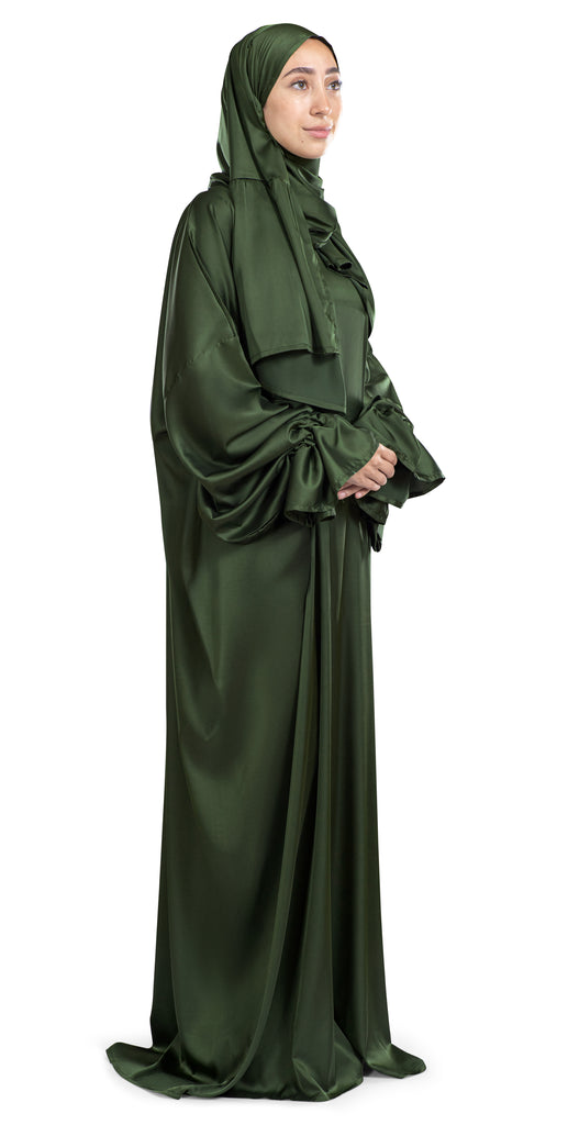 Olive Satin Islamic Prayer Wear | Urban Rugs
