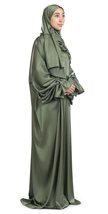 Olive Satin Islamic Prayer Wear | Urban Rugs