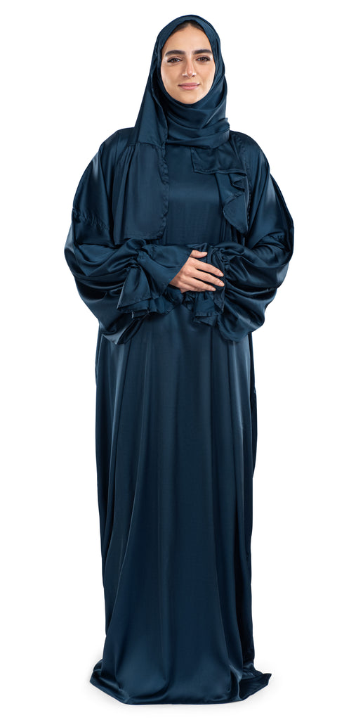 Navy Satin Islamic Prayer Wear | Urban Rugs