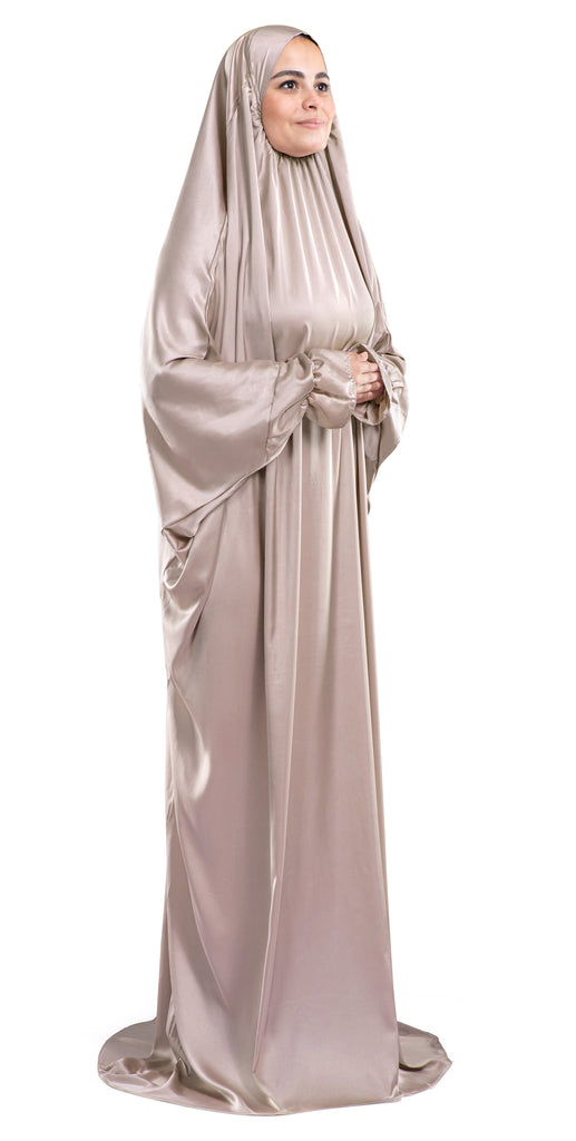 Champagne Satin Islamic Prayer Wear | Urban Rugs