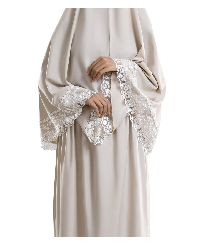 Beigy cream Elite Islamic Salat Hijab | Urban Rugs