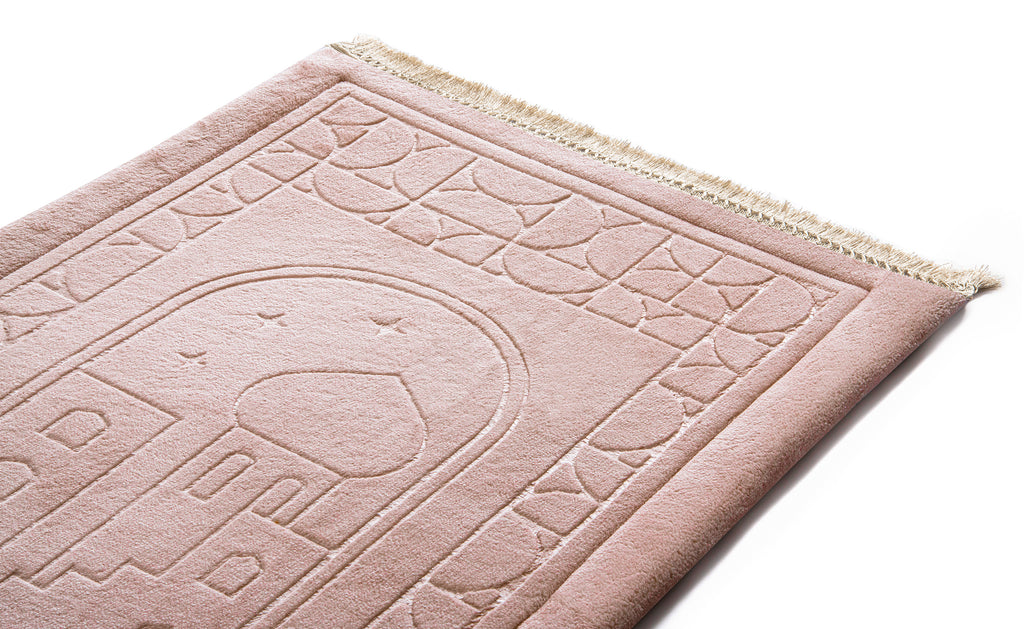 Blush Pink Emboss Prayer Mat | Urban Rugs