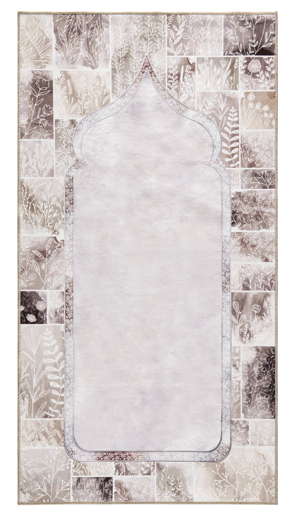 brownish classic floral islamic travel sajadah | Urban Rugs