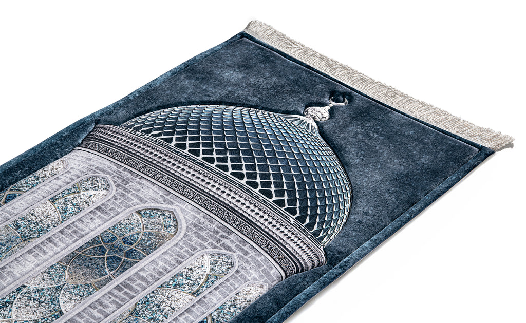  Blue Crystal Dome Cushioned Turkish Islamic Prayer Musallah  | Urban Rugs