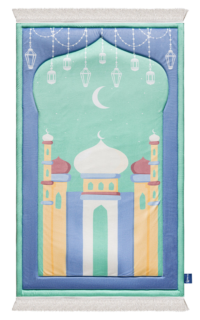 indian aqua mosque soft salah carpet | Urban Rugs