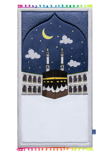 Kaaba Midnight  Cushioned Kids Prayer Musallah | Urban Rugs