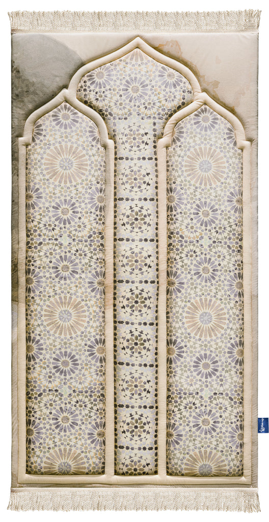 Luxury Beige Moroccan Arch layered Salah Mat | Urban Rugs