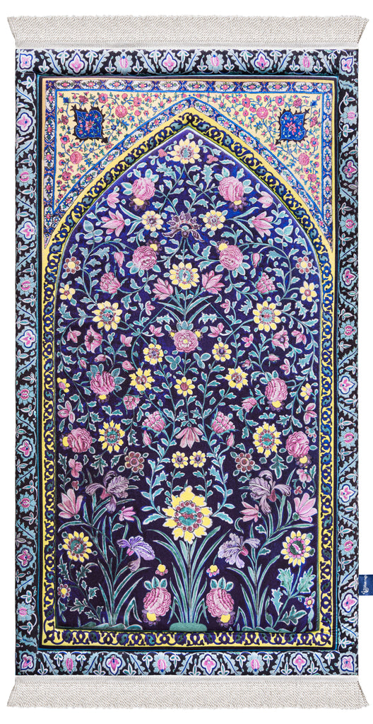 blue blossoms vintage cushioned prayer matt | Urban Rugs 