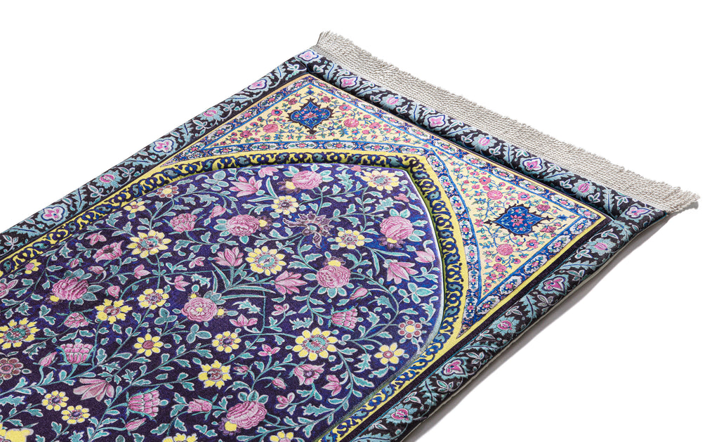 blue blossoms vintage cushioned prayer matt | Urban Rugs 