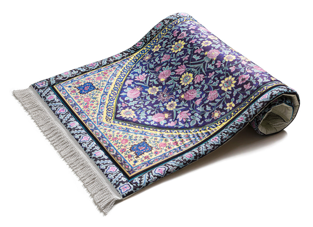 blue blossoms vintage cushioned prayer matt | Urban Rugs 