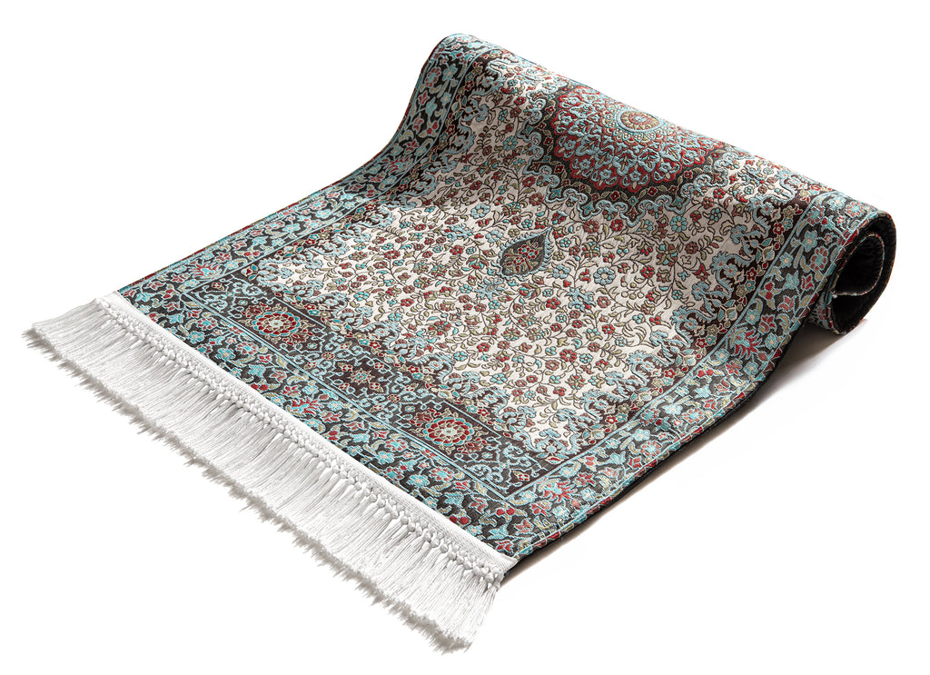blue iranian prayer mat aethetic | urban rugs