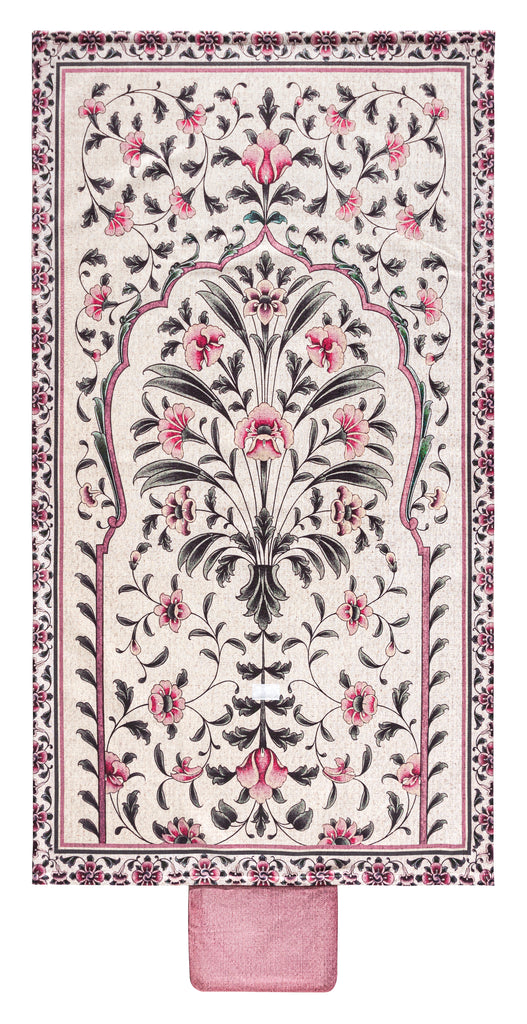 pink green floral portable prayer musallah | Urban Rugs