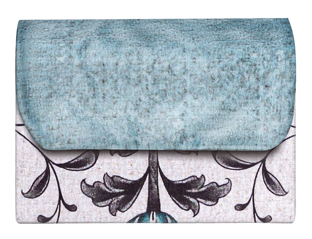 Blue floral damask pocket sejadah | Urban Rugs