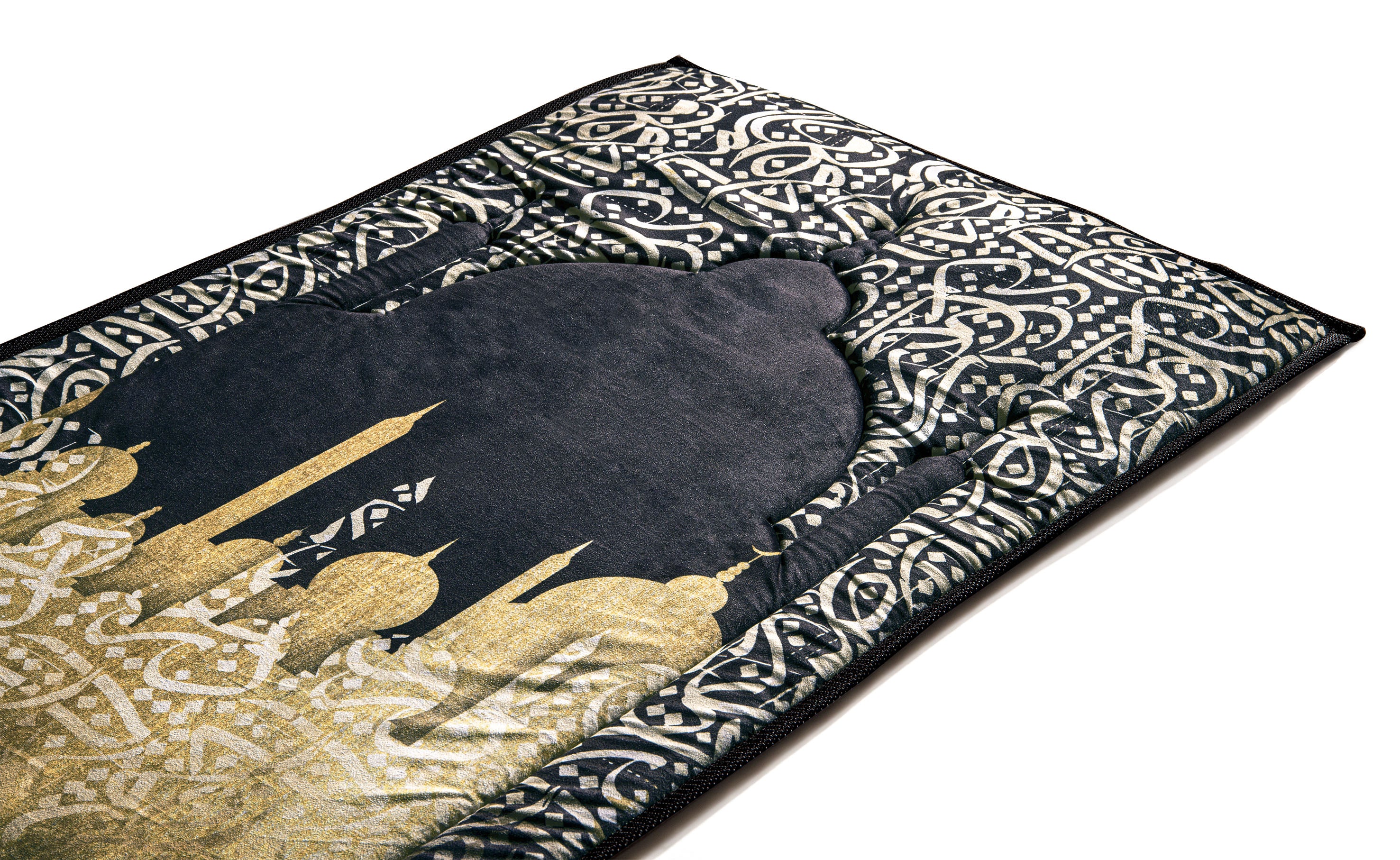 Arabic Calligraphy Rug Dark Arabic Calligraphy Premium Prayer Mat | Urban Rugs