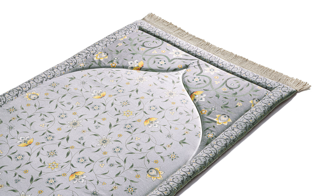 Grey yellow lotus prayer thick sejadah - Urban Rugs