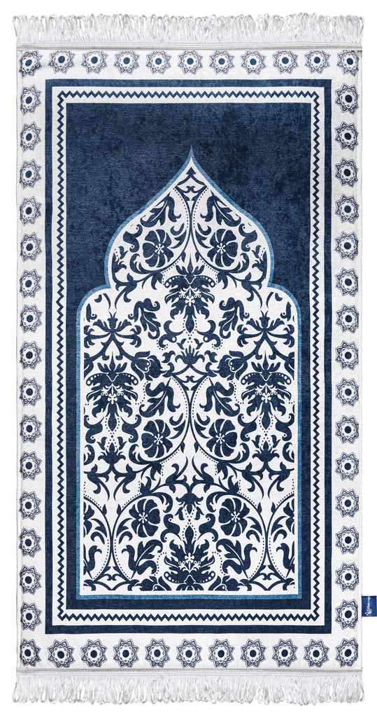 Florish Blue Luxury Soft Thick Islamic Prayer Rug | Urban Rugs
