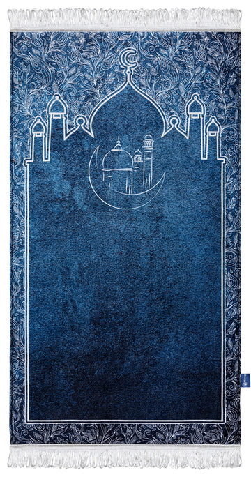 Urban Rugs Islamic Navy Blue Cushioned Prayer Mat