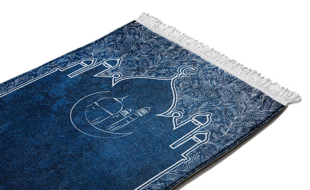 Urban Rugs Islamic Navy Blue Cushioned Prayer Mat