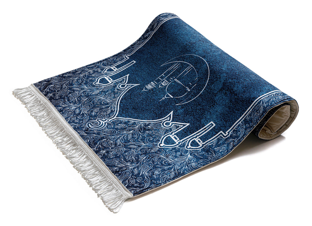 Urban Rugs Islamic Navy Blue Cushioned Prayer Mat